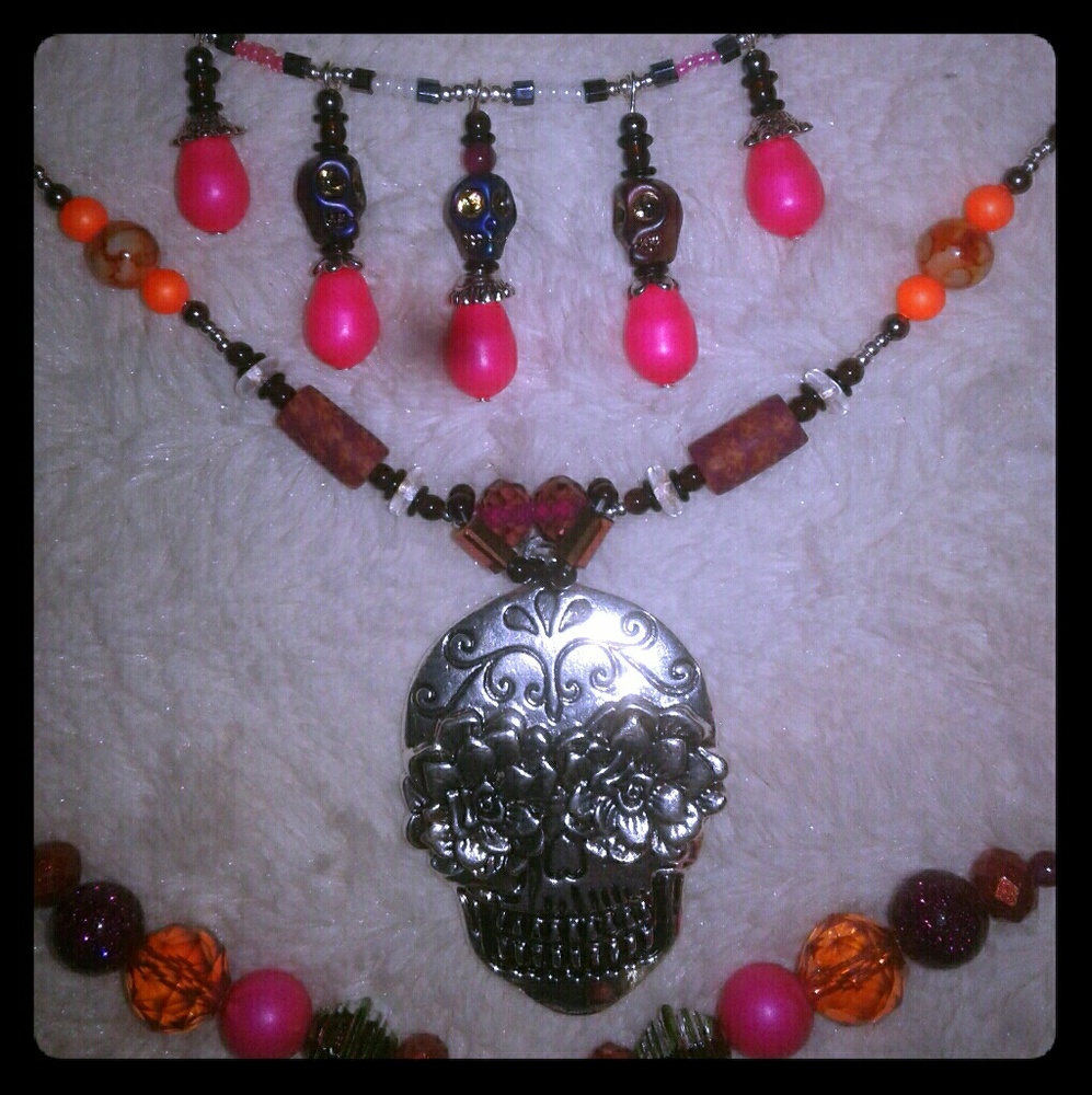 candy skull swaroviski pearls 3 piece set